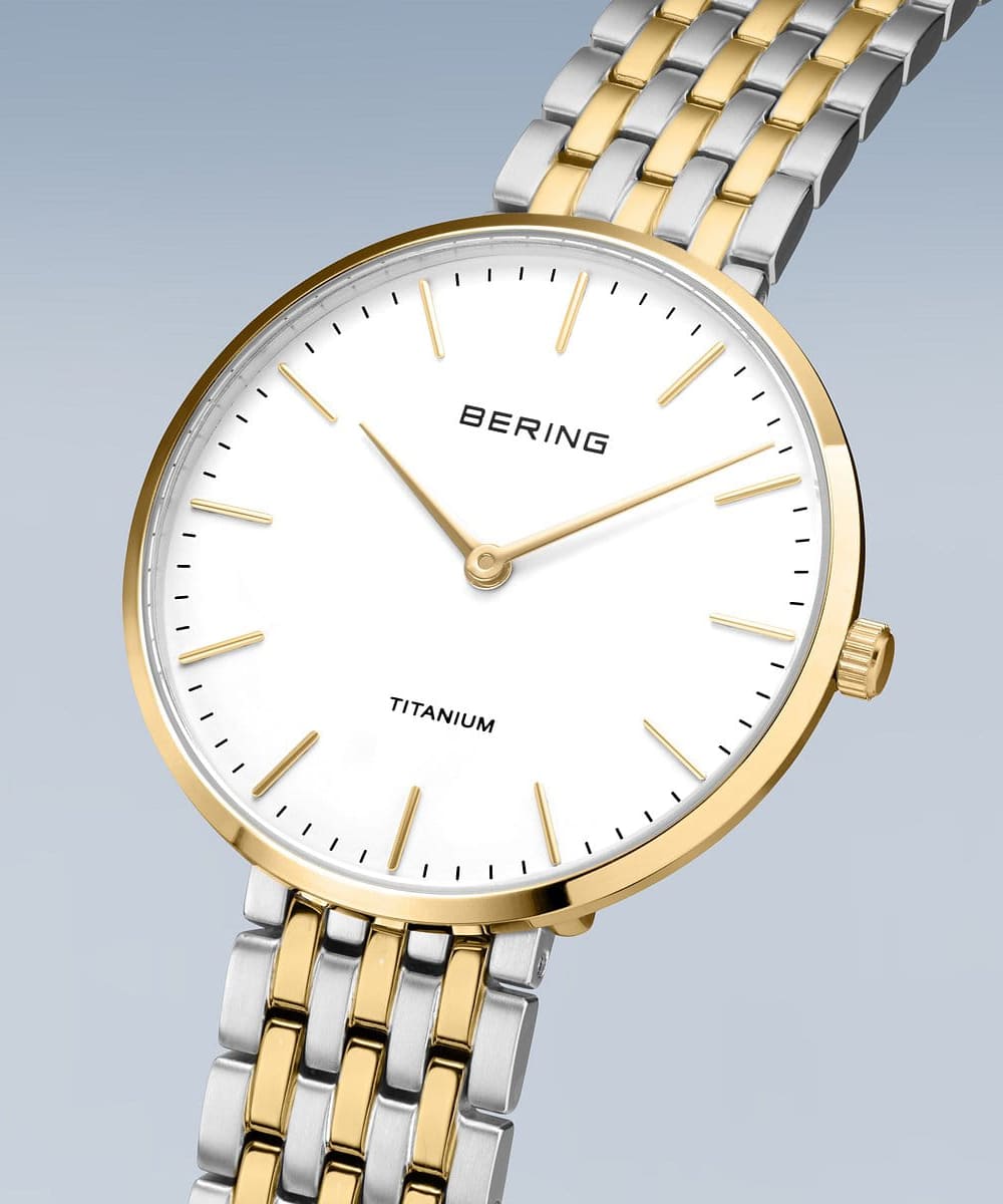 BERING Unisex Titanium Link 19334-010(シルバー&ゴールド)