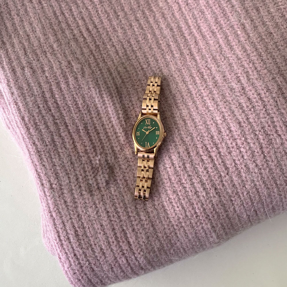 Ven & Qu GEM Metal 1950C Rosegold/Emerald ベンキュー 腕時計 レディース