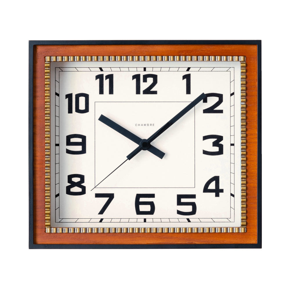 CHAMBRE BRASS RECTANGLE CLOCK CAFE BROWN CH-053CB