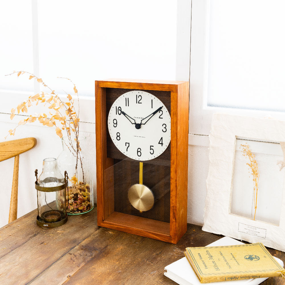 CHAMBRE HINOKI PENDULUM CLOCK CAFE BROWN CH-033CB シャンブル 壁掛け時計