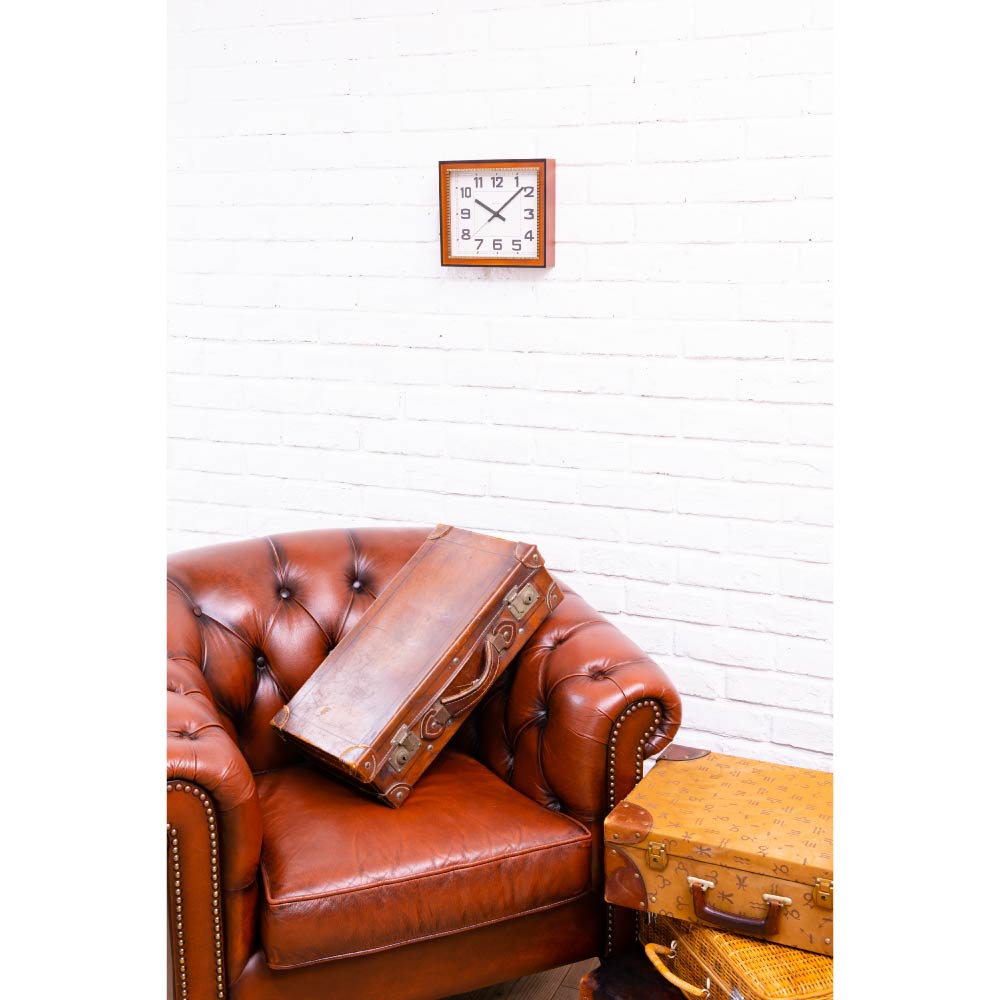 CHAMBRE BRASS RECTANGLE CLOCK CAFE BROWN CH-053CB