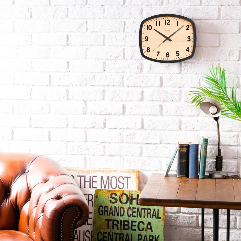 CHAMBRE BLACK SERIES R-SQUARE CLOCK BLACK CH-028BK 電波時計 シャンブル 壁掛け時計