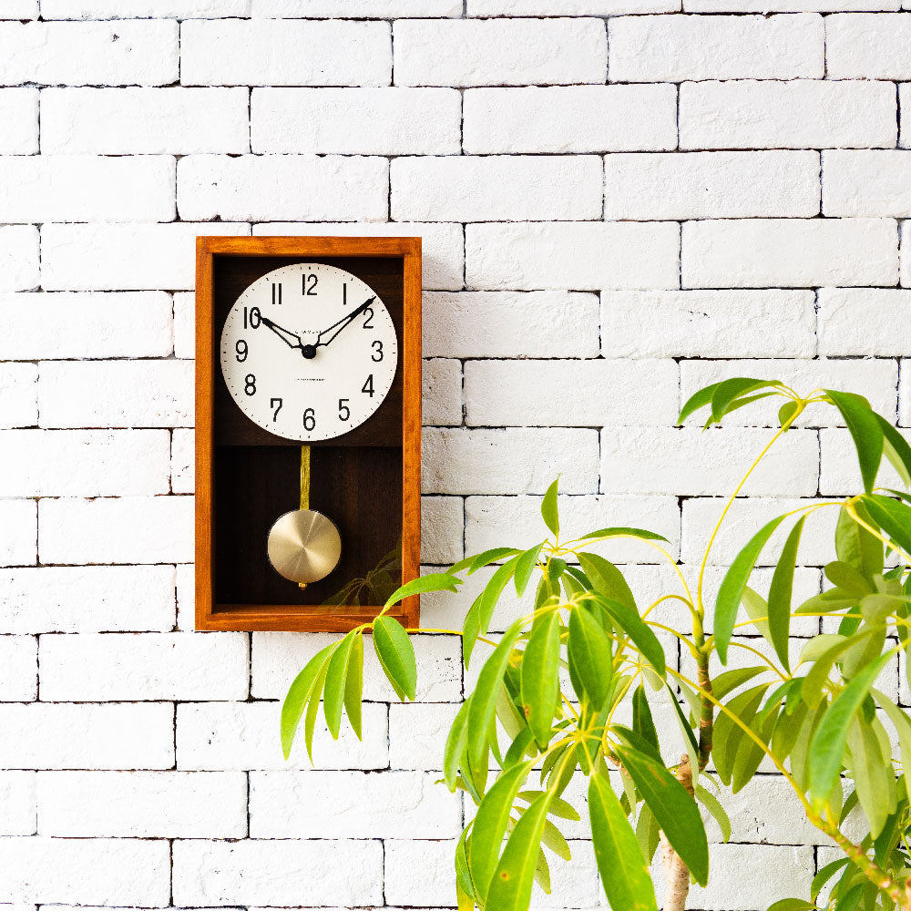 CHAMBRE HINOKI PENDULUM CLOCK CAFE BROWN CH-033CB シャンブル 壁掛け時計