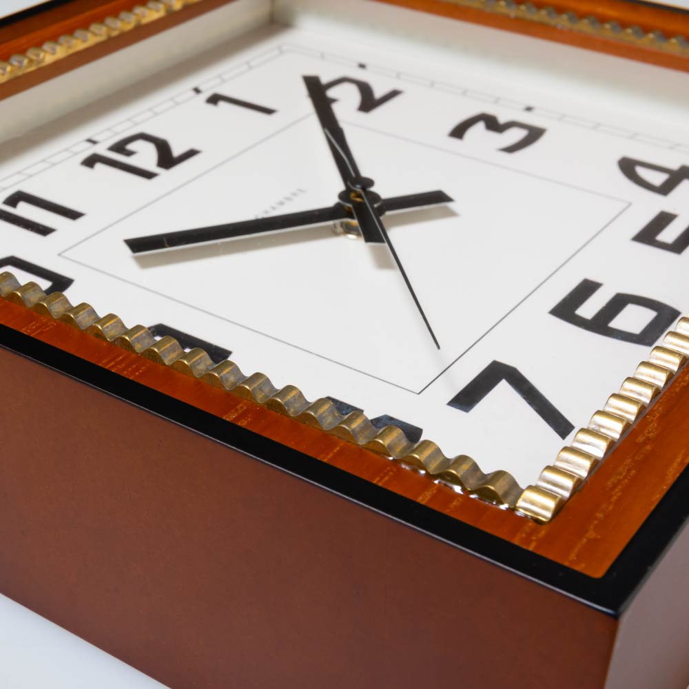 CHAMBRE BRASS RECTANGLE CLOCK CAFE BROWN CH-053CB