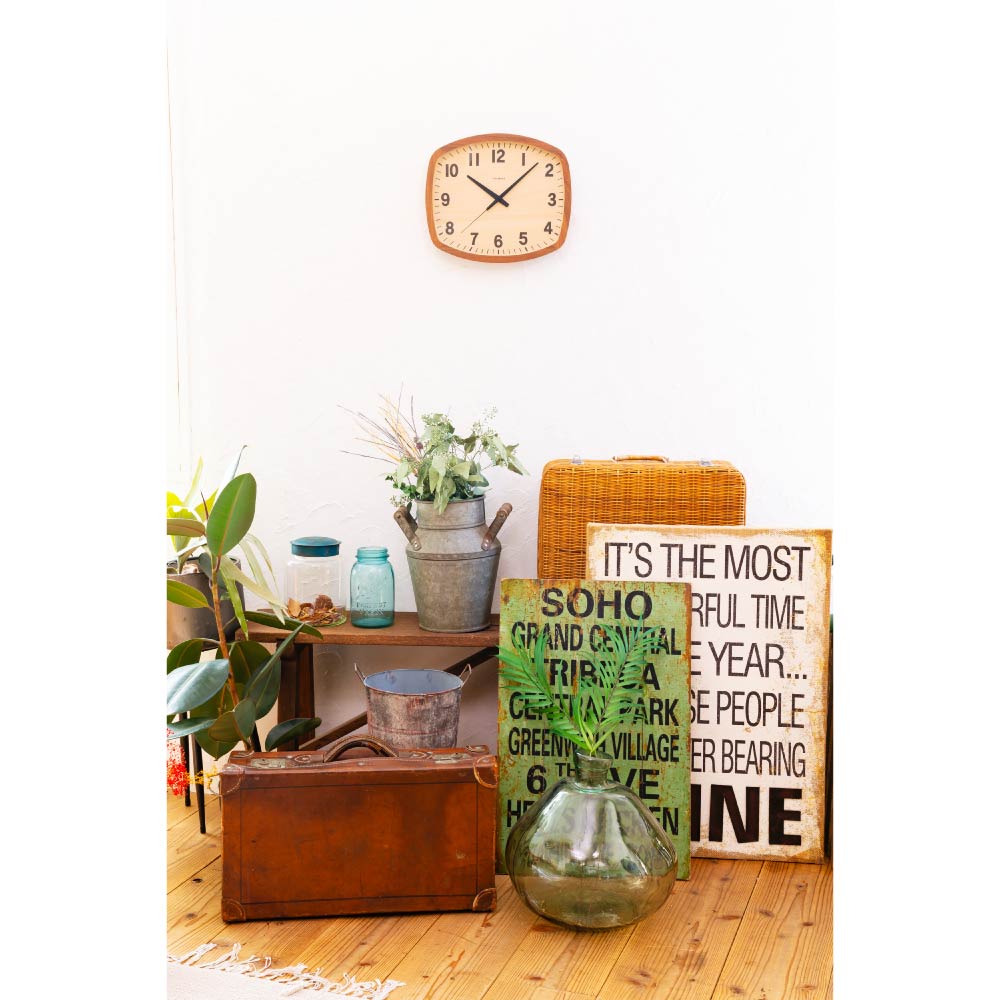 CHAMBRE R-SQUARE CLOCK WALNUT CH-028WN 電波時計 シャンブル 壁掛け時計