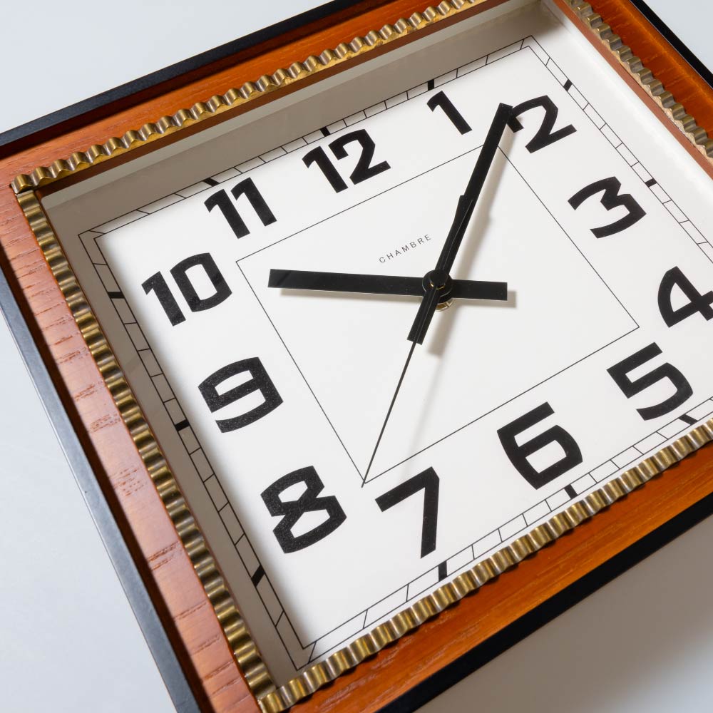 CHAMBRE BRASS RECTANGLE CLOCK CAFE BROWN CH-053CB