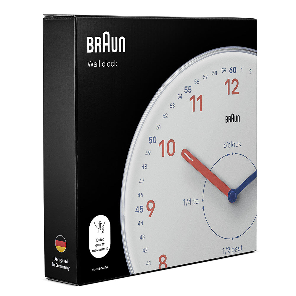 <予約受付中/2025年11月中旬入荷予定>BRAUN Time Teacher BC26TW ブラウン 時計 掛け時計 壁掛け時計