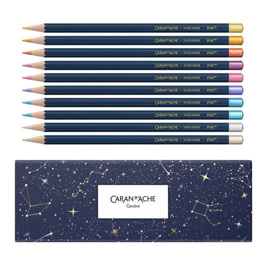 Caran d'Ache カランダッシュ 限定 コスミックブルー カラーセット メタリックカラー10色セット