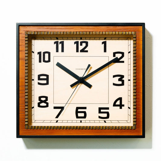 CHAMBRE BRASS RECTANGLE CLOCK WOOD DIAL CAFE BROWN  CH-053CBW シャンブル 壁掛け時計
