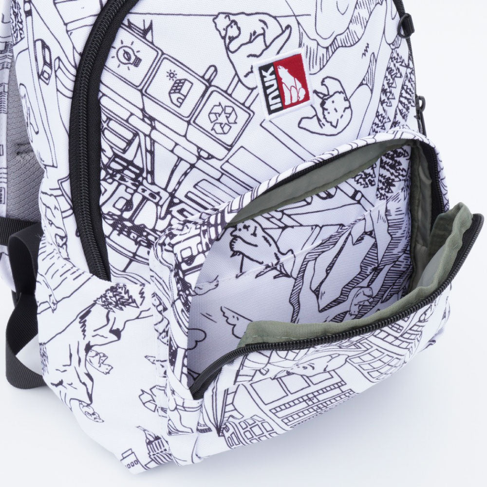 INUK P-A-P BEAR'S LIFE BACKPACK S WHITE SKETCH イヌーク バックパック ユニセックス