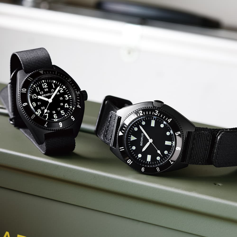 BENRUS TYPE‐I BLACK COMBAT BLACK ベンラス 腕時計 メンズ