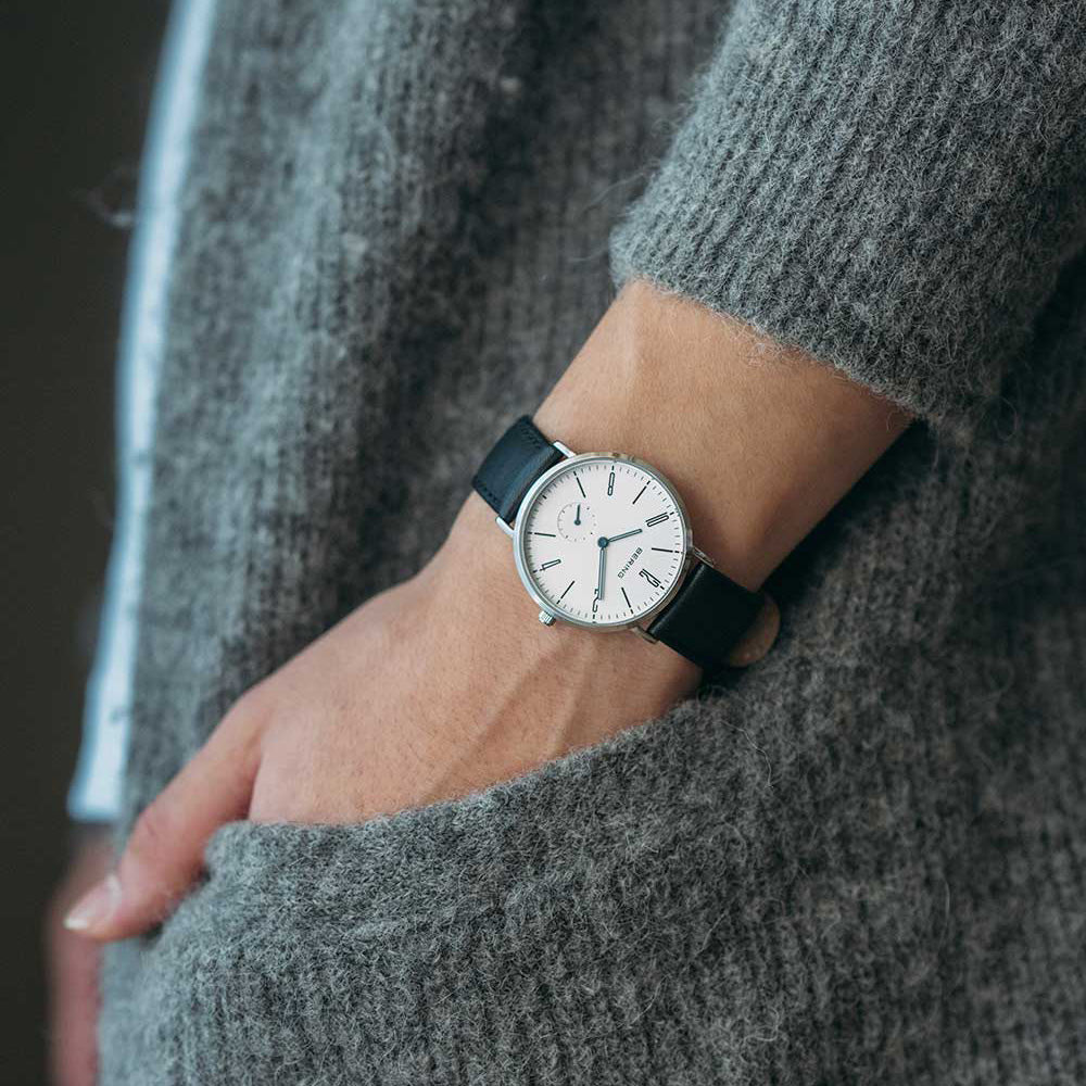 BERING Unisex Classic Scandinavian Small second & Leather 14036-404 ベーリング 腕時計