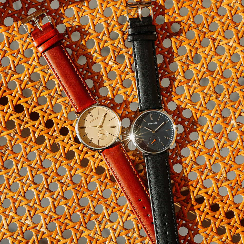 BERING Unisex Classic Scandinavian Small second & Leather 14036-407 ベーリング 腕時計