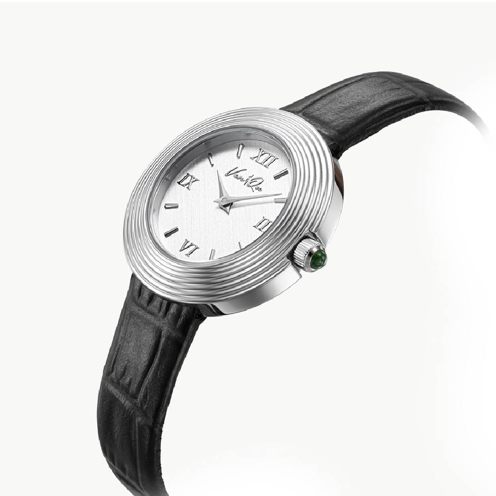 Ven & Qu VOLANTE Leather 1930A-BL Atelier-Silver (Black leather) ベンキュー 腕時計 レディース