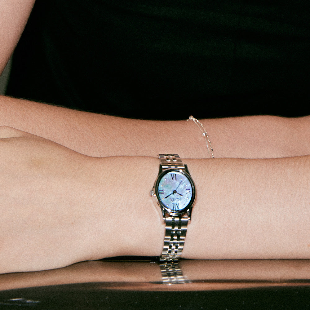 Ven & Qu GEM Metal 1950A Silver/Aquamarine ベンキュー 腕時計 レディース