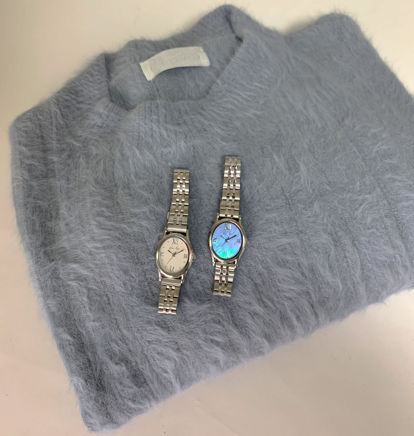 Ven & Qu GEM Metal 1950A Silver/Aquamarine ベンキュー 腕時計 レディース