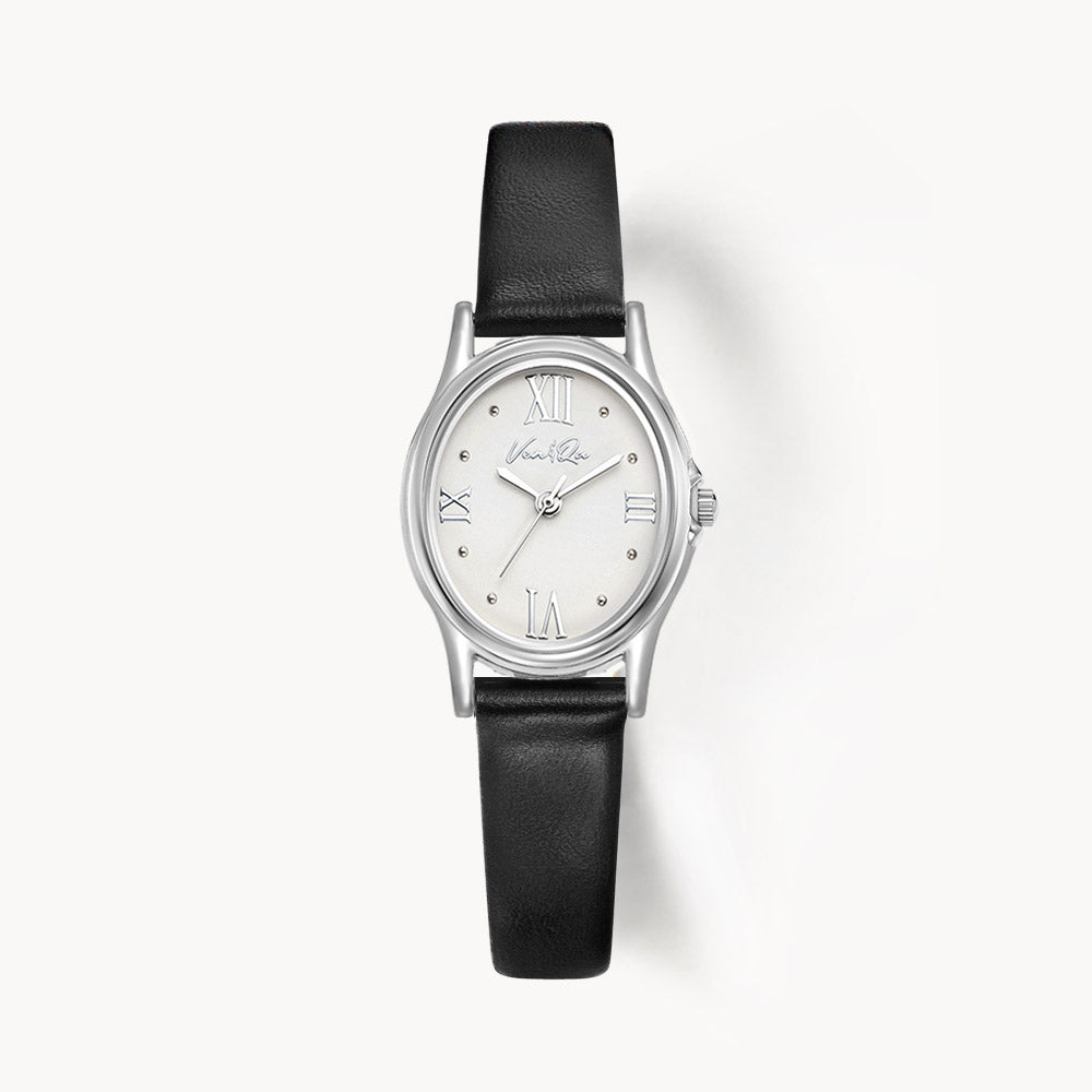 Ven & Qu GEM Leather 1950B-BL Silver/Pearl (Black leather) ベンキュー 腕時計 レディース