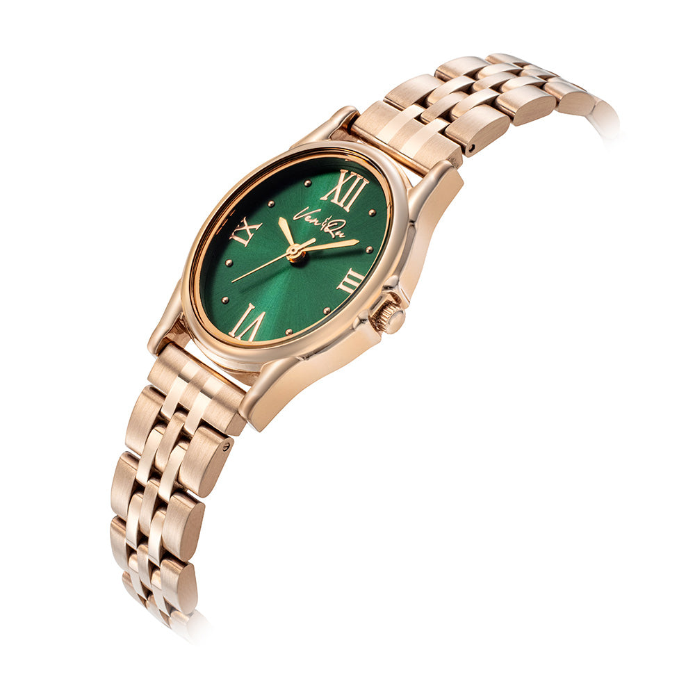 Ven & Qu GEM Metal 1950C Rosegold/Emerald ベンキュー 腕時計 レディース