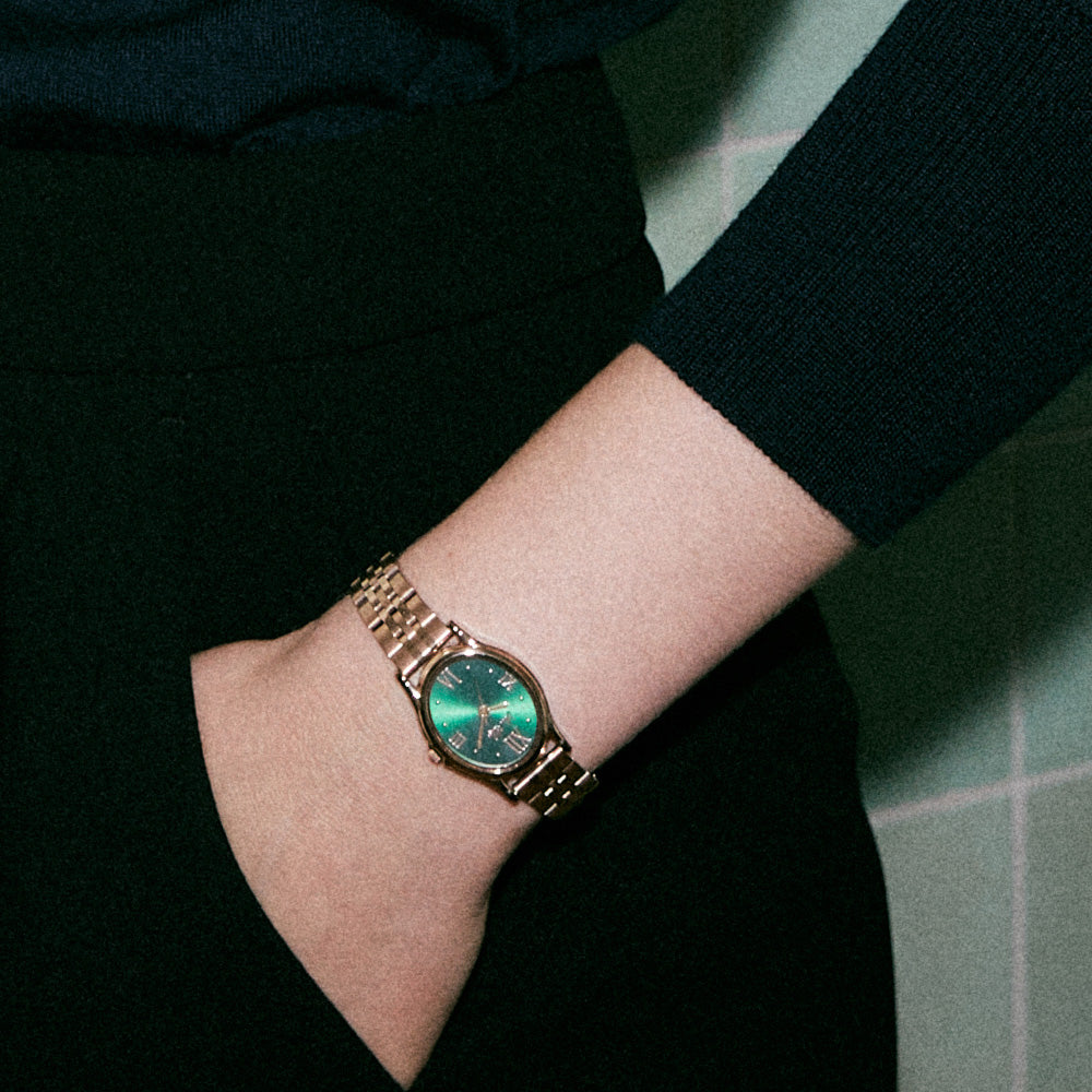 Ven & Qu GEM Metal 1950C Rosegold/Emerald ベンキュー 腕時計 レディース