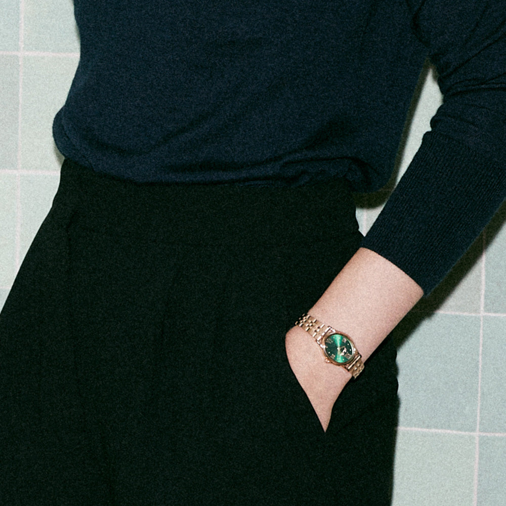 Ven & Qu GEM Metal 1950C Rosegold/Emerald ベンキュー 腕時計 レディース