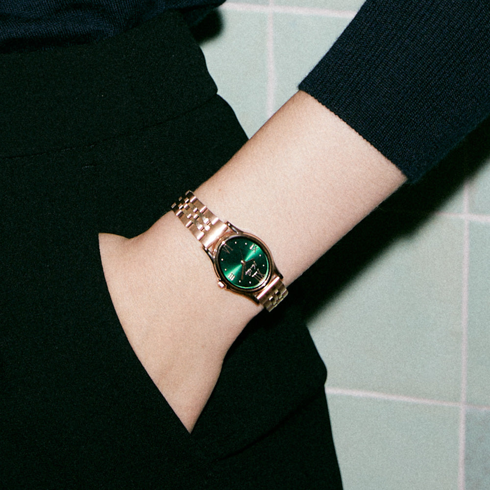 Ven & Qu GEM Metal 1950C Rosegold/Emerald ベンキュー 腕時計 レディース