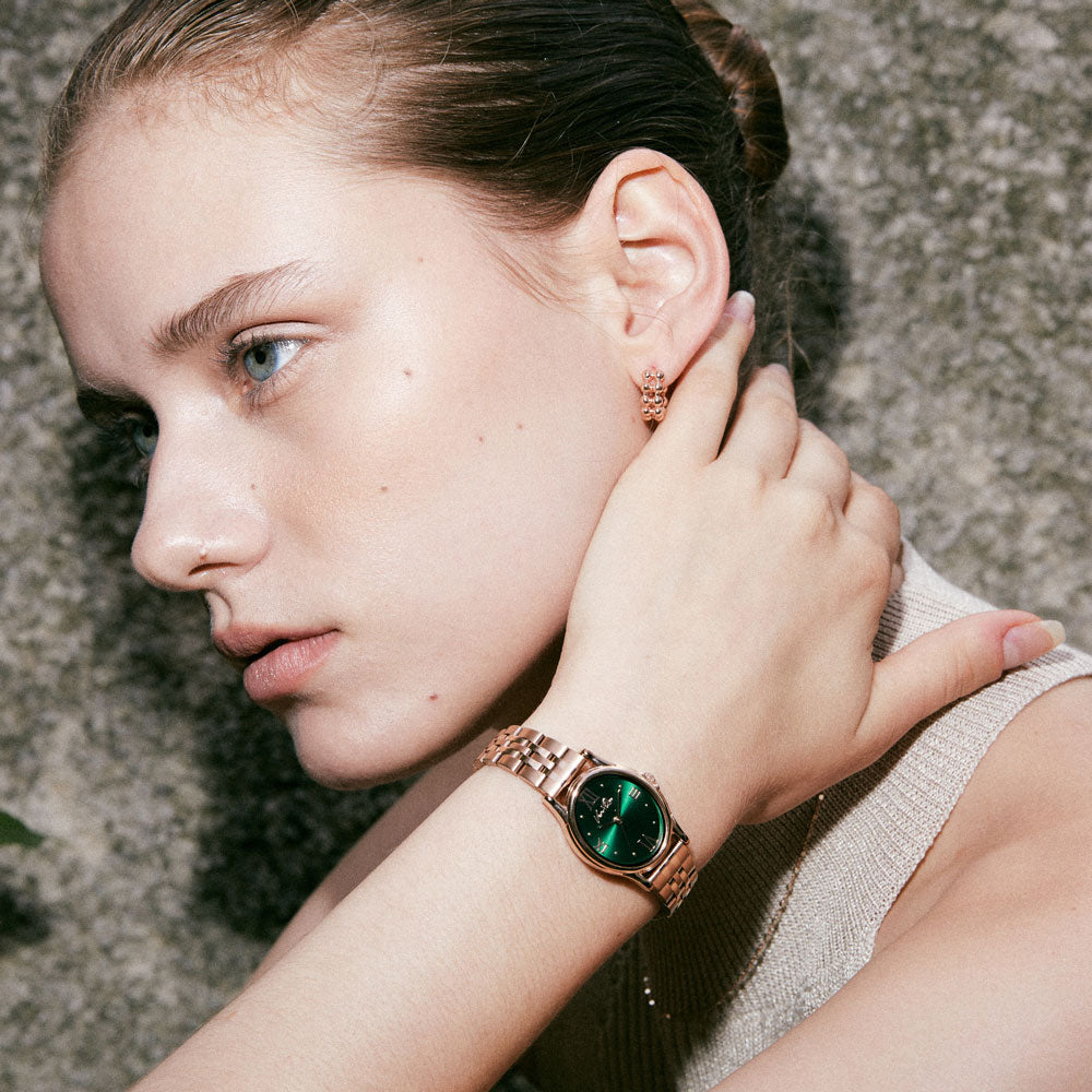 Ven & Qu GEM Metal 1950C Rosegold/Emerald ベンキュー 腕時計 レディース