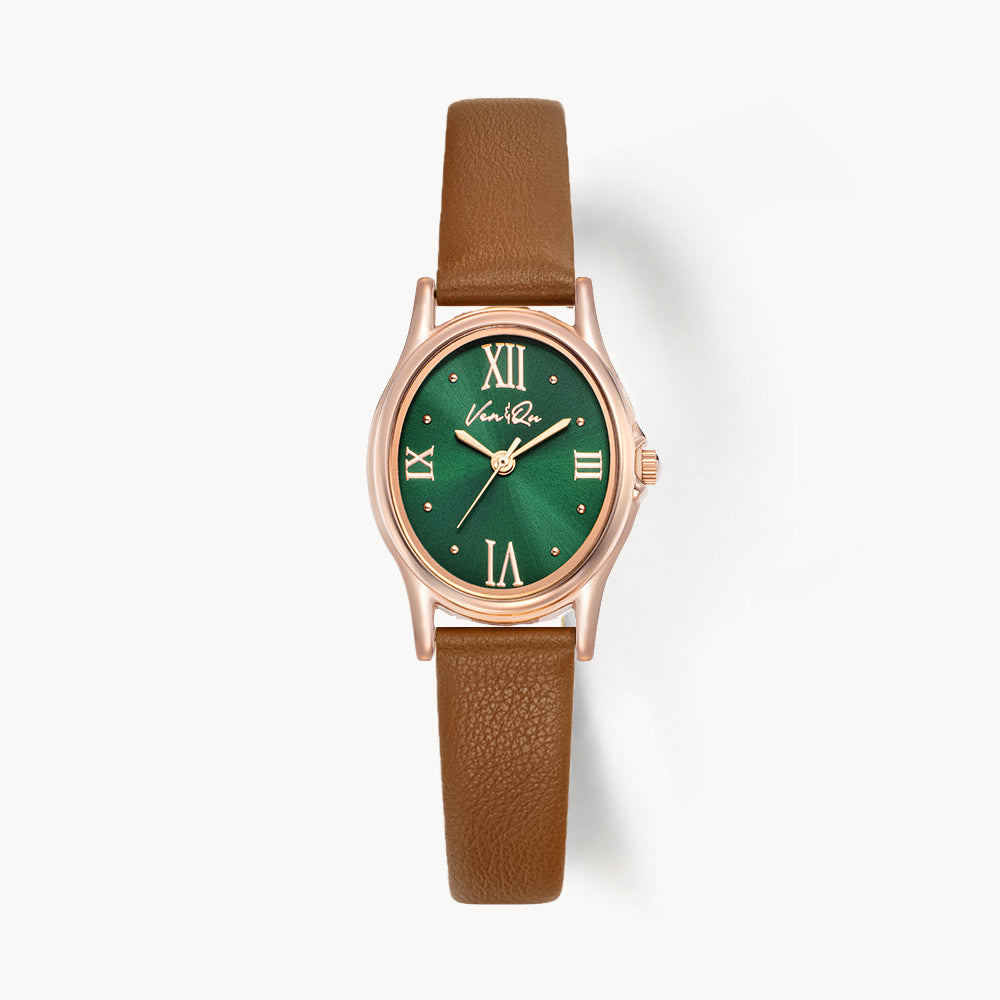 Ven & Qu GEM Leather 1950C-BRL Rosegold/Emerald (Brown leather) ベンキュー 腕時計 レディース