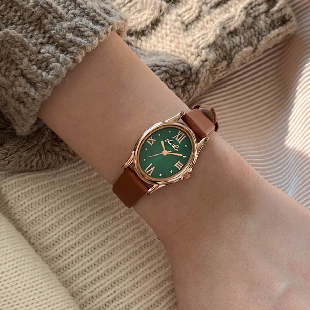 Ven & Qu GEM Leather 1950C-BRL Rosegold/Emerald (Brown leather) ベンキュー 腕時計 レディース