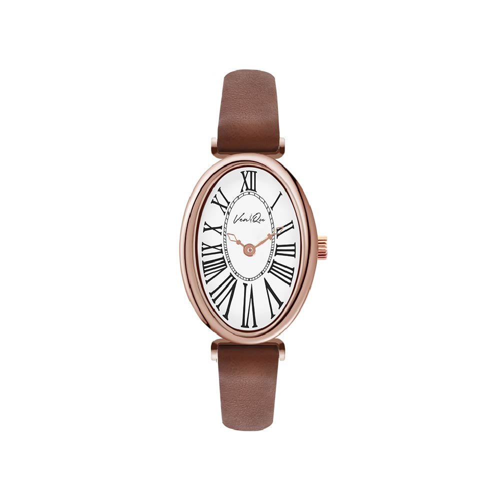 Ven & Qu DOME Leather 1960D-BRL Rosegold/White (Brown leather) ベンキュー 腕時計 レディース