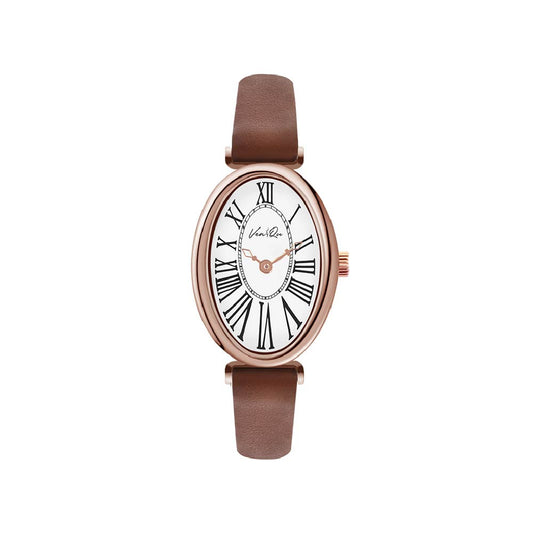 Ven & Qu DOME Leather 1960D-BRL Rosegold/White (Brown leather) BenQ Women's Watch