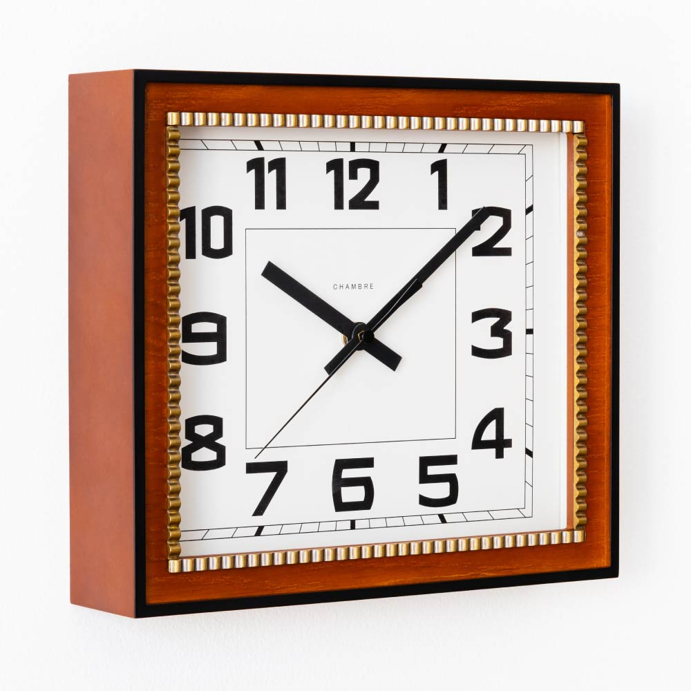 CHAMBRE BRASS RECTANGLE CLOCK CAFE BROWN CH-053CB