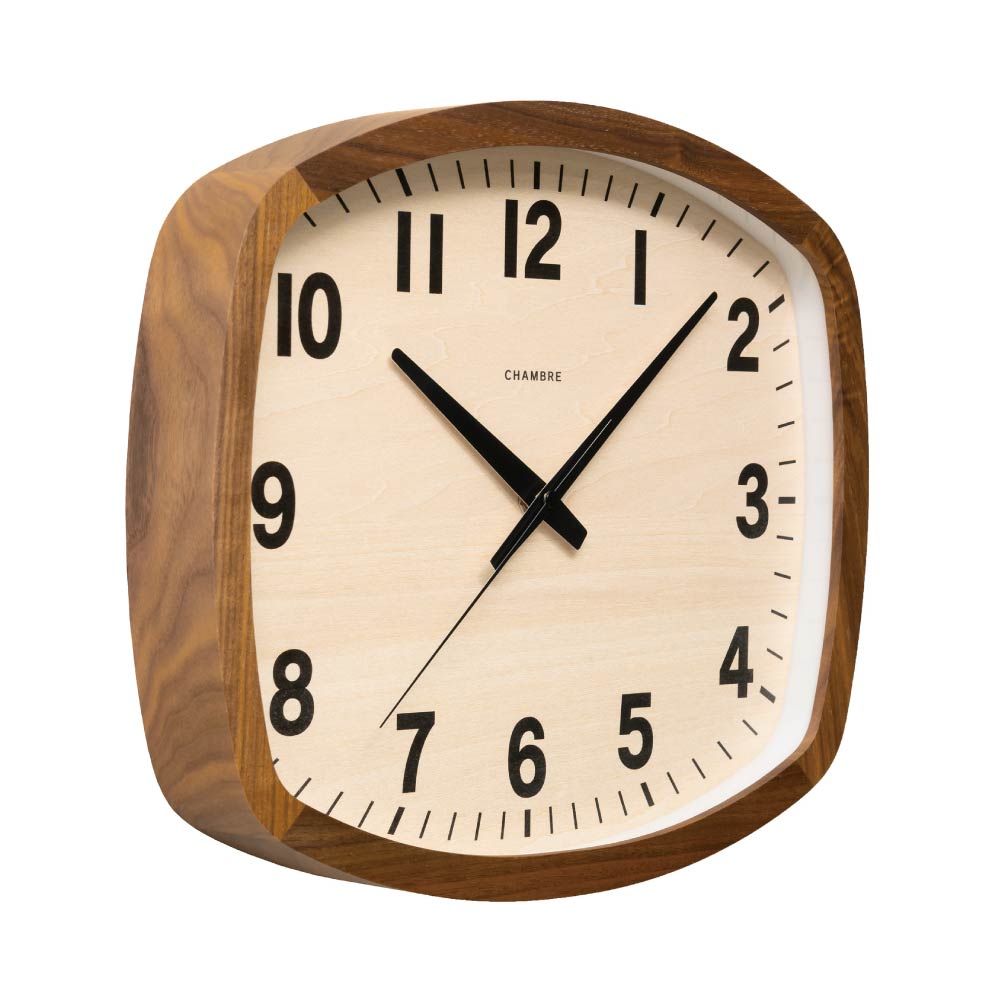 CHAMBRE R-SQUARE CLOCK WALNUT CH-028WN 電波時計