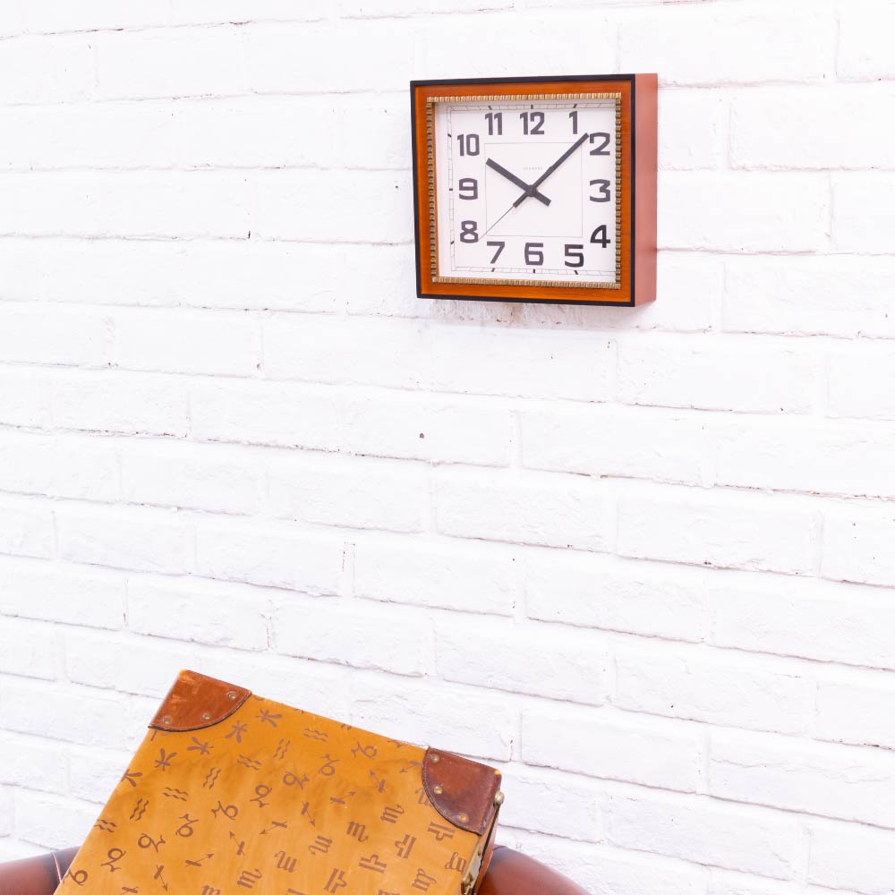 CHAMBRE BRASS RECTANGLE CLOCK CAFE BROWN CH-053CB