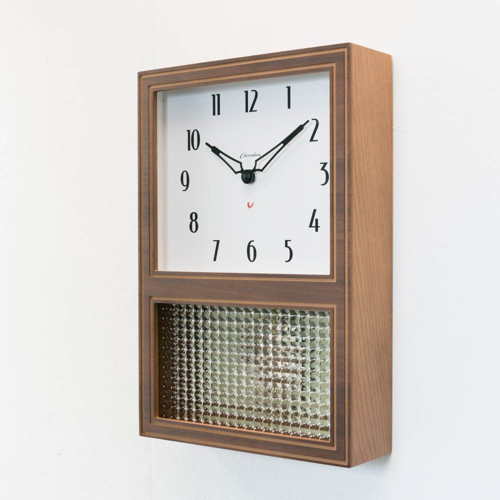 CHAMBRE GLASS PENDULUM CLOCK EL STYLE WALNUT CH-063WN シャンブル 壁掛け時計