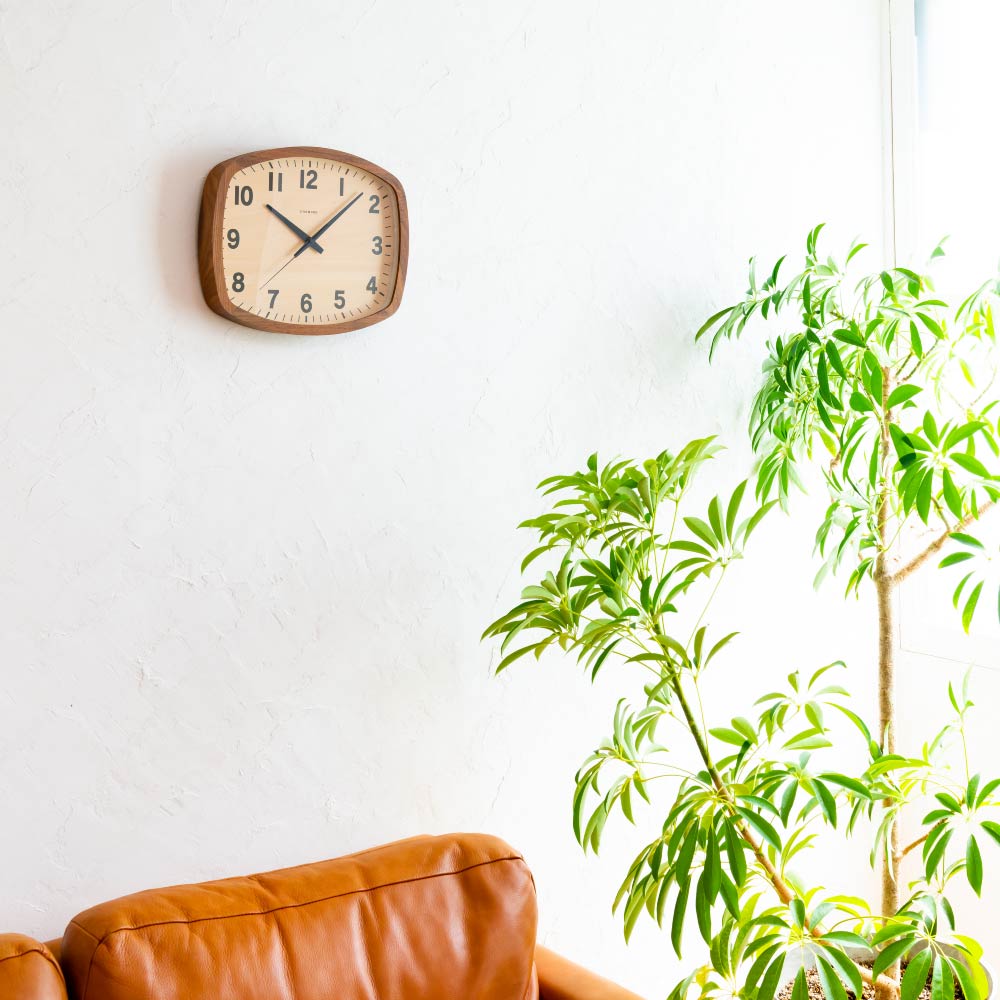 CHAMBRE R-SQUARE CLOCK WALNUT CH-028WN 電波時計