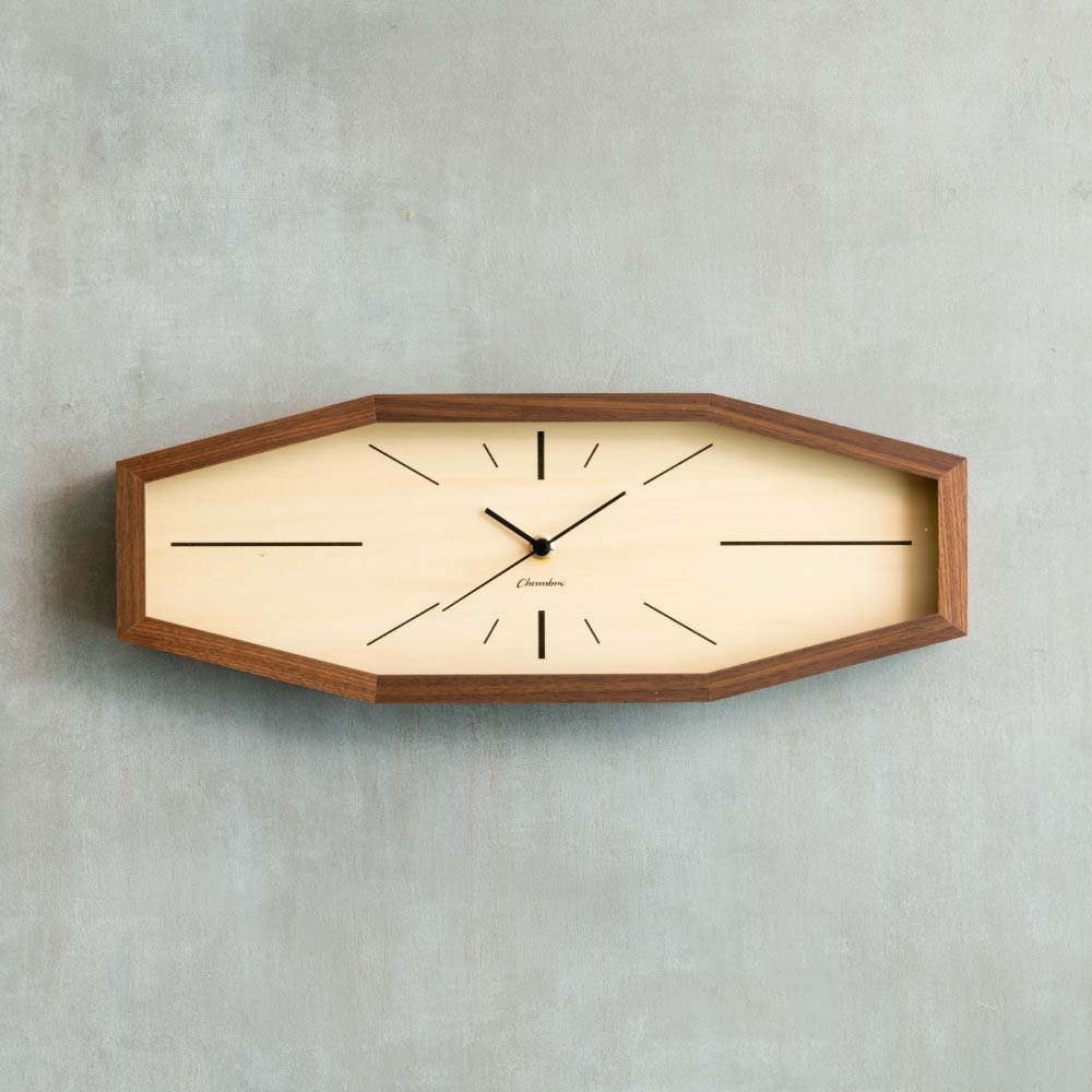 CHAMBRE LINE CLOCK WALNUT CH-060WN 電波時計