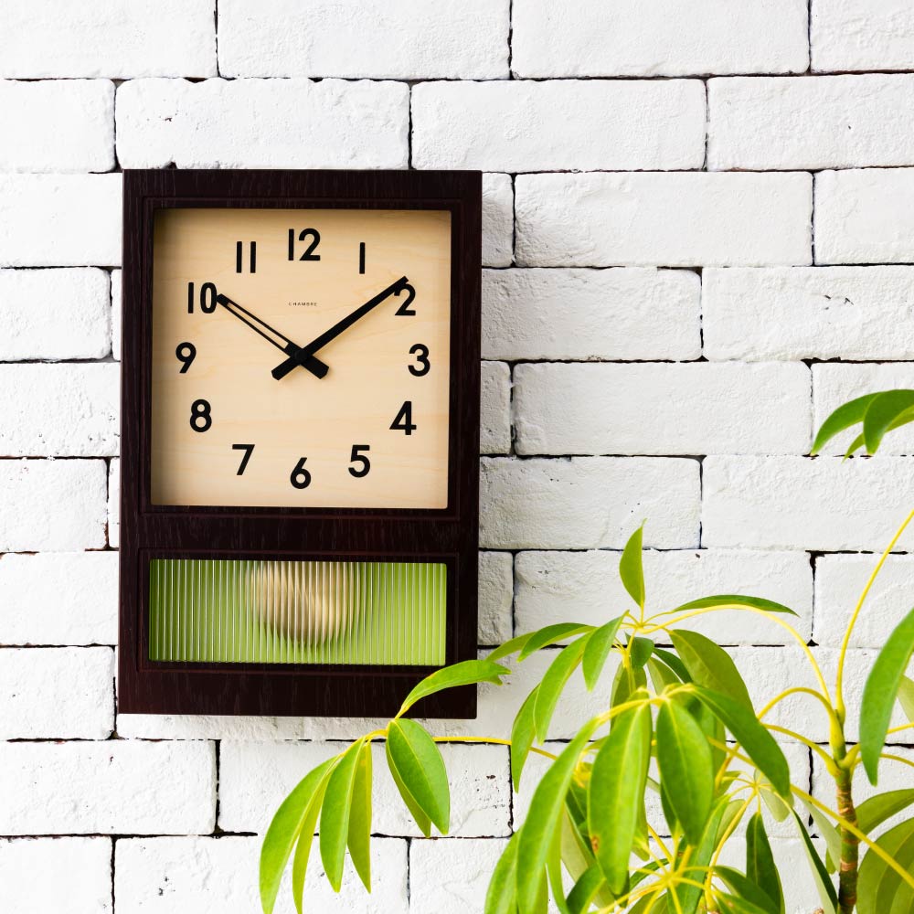 CHAMBRE FROSTED PENDULUM CLOCK DARK BROWN CH-037DB シャンブル 壁掛け時計