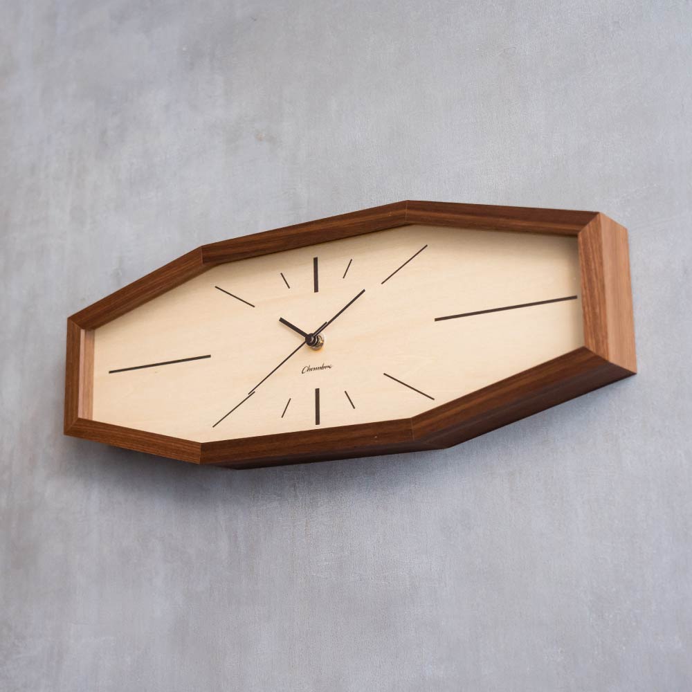 CHAMBRE LINE CLOCK WALNUT CH-060WN 電波時計