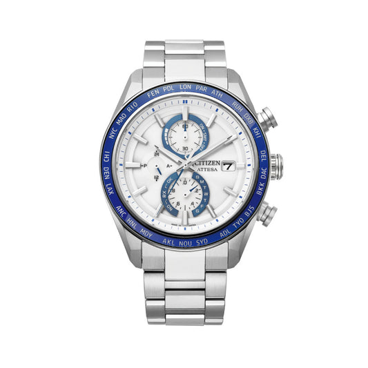 ＜2026年10月8日発売＞CITIZEN ATTESA ACT Line AT8296-53A Ring Sapphire Bezel Blue White シチズン アテッサ アクトライン 腕時計 メンズ
