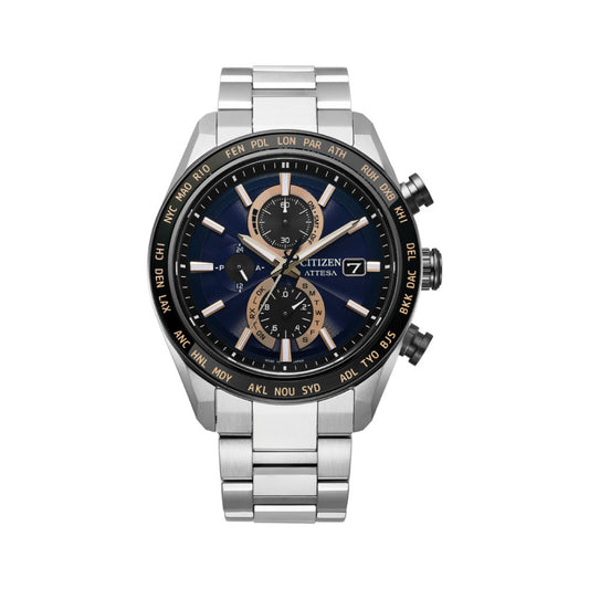 ＜2026年10月8日発売＞CITIZEN ATTESA ACT Line AT8297-51L Ring Sapphire Bezel Pink Navy シチズン アテッサ アクトライン 腕時計 メンズ