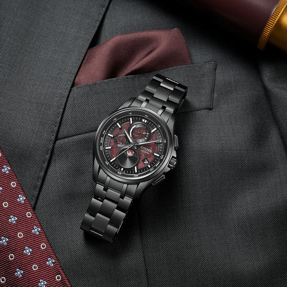 ＜2026年2月26日発売＞CITIZEN ATTESA Shades of Red BY1005-73Z 世界限定2,200本 ブラックチタンシリーズ シチズン アテッサ