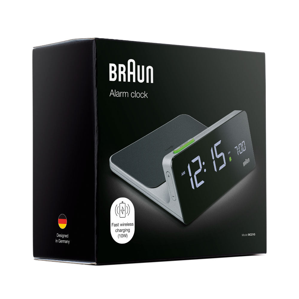 BRAUN Digital Alarm Clock BC21G ブラウン 時計 置き時計 Qiワイヤレス充電 卓上時計 インテリア時計 デジタルクロック