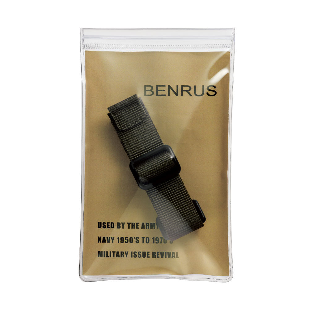 BENRUS VELCRO STRAP 19mm KHAKI  ベンラス ナイロンストラップ ベルクロタイプ