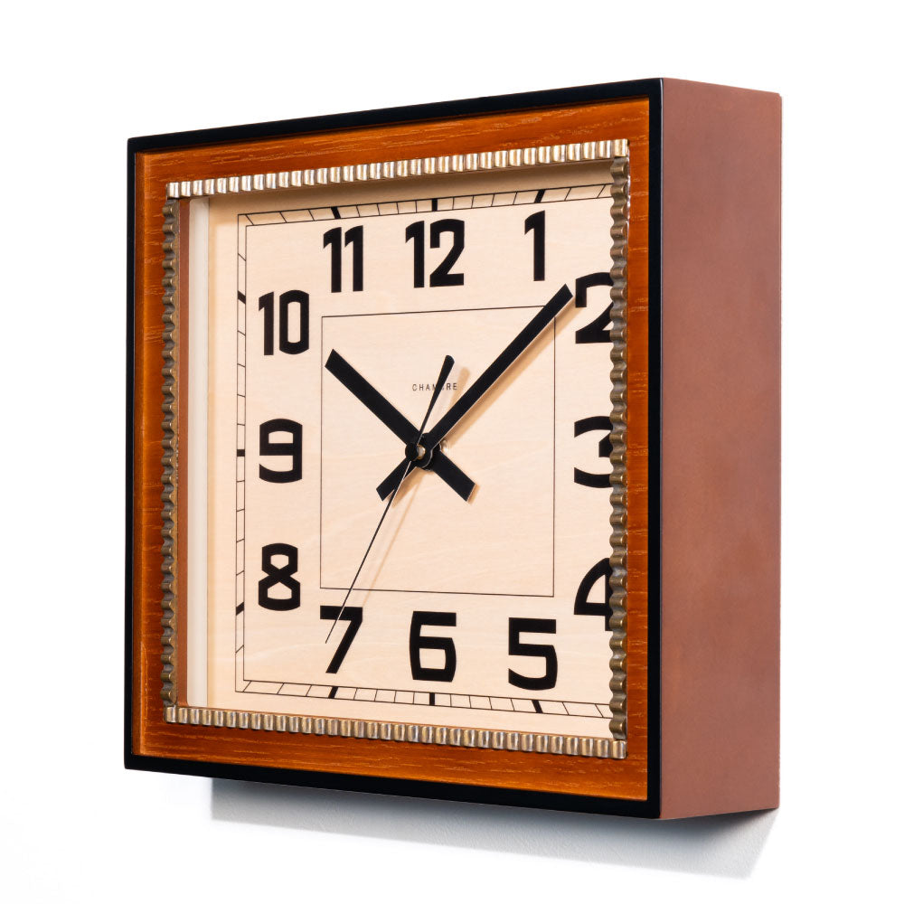CHAMBRE BRASS RECTANGLE CLOCK WOOD DIAL CAFE BROWN  CH-053CBW シャンブル 壁掛け時計