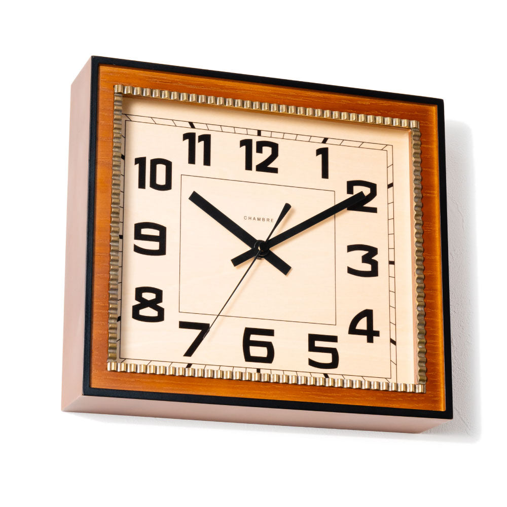 CHAMBRE BRASS RECTANGLE CLOCK WOOD DIAL CAFE BROWN  CH-053CBW シャンブル 壁掛け時計