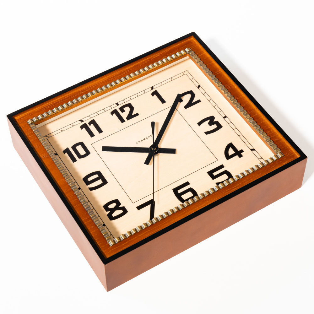 CHAMBRE BRASS RECTANGLE CLOCK WOOD DIAL CAFE BROWN  CH-053CBW シャンブル 壁掛け時計