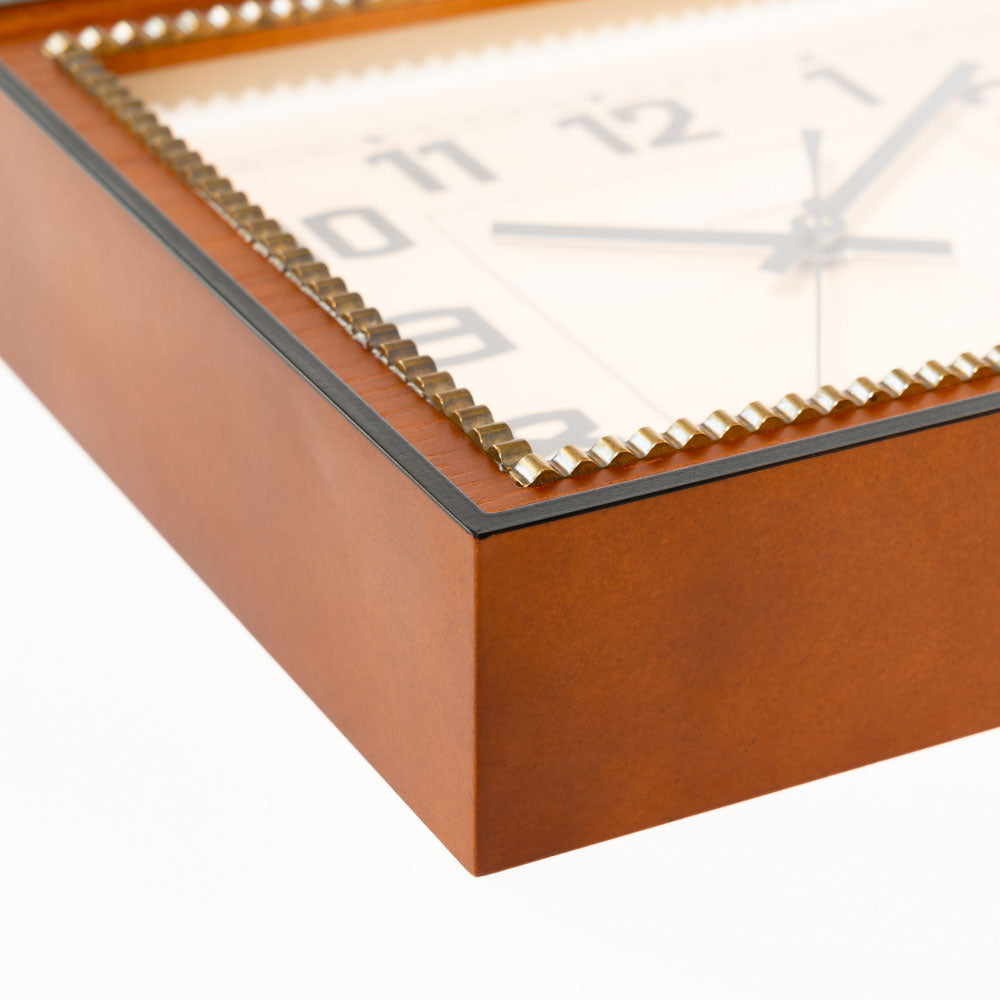 CHAMBRE BRASS RECTANGLE CLOCK WOOD DIAL CAFE BROWN  CH-053CBW シャンブル 壁掛け時計