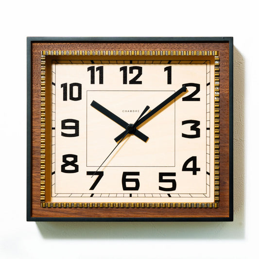 CHAMBRE BRASS RECTANGLE CLOCK  WOOD DIAL WALNUT CH-053WNW シャンブル 壁掛け時計