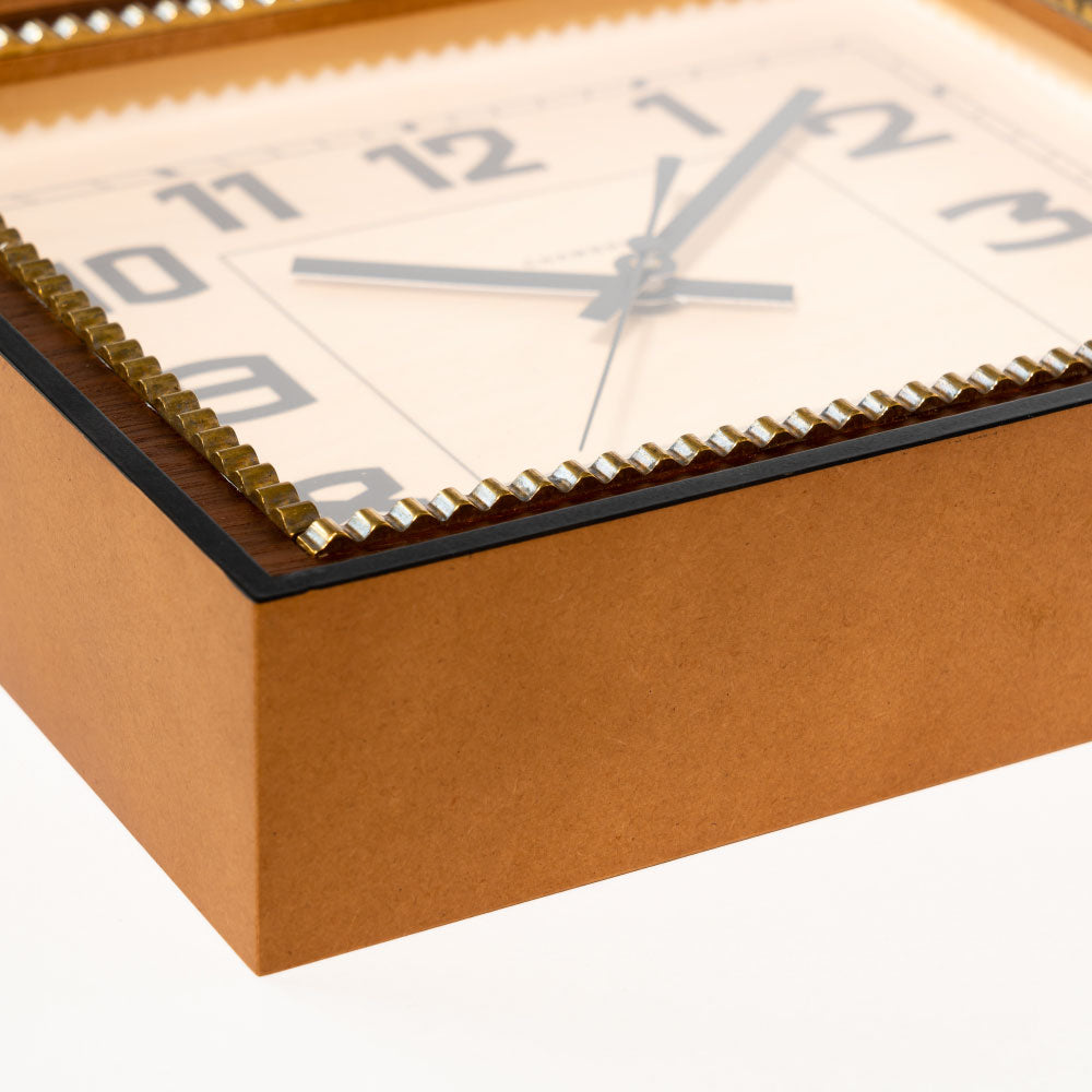 CHAMBRE BRASS RECTANGLE CLOCK  WOOD DIAL WALNUT CH-053WNW