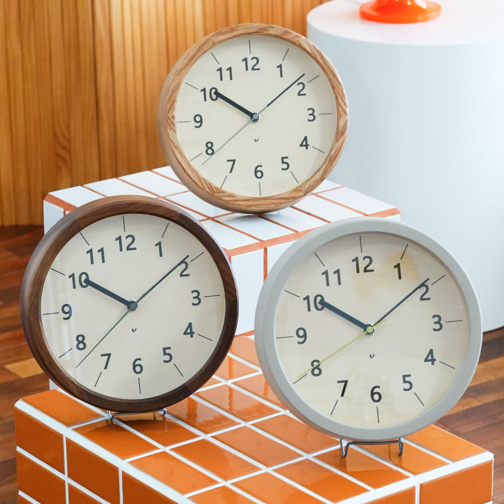 CHAMBRE ちいさな木の実のかけ時計 ひのき GRAY CH-067GY シャンブル 掛け時計 電波時計